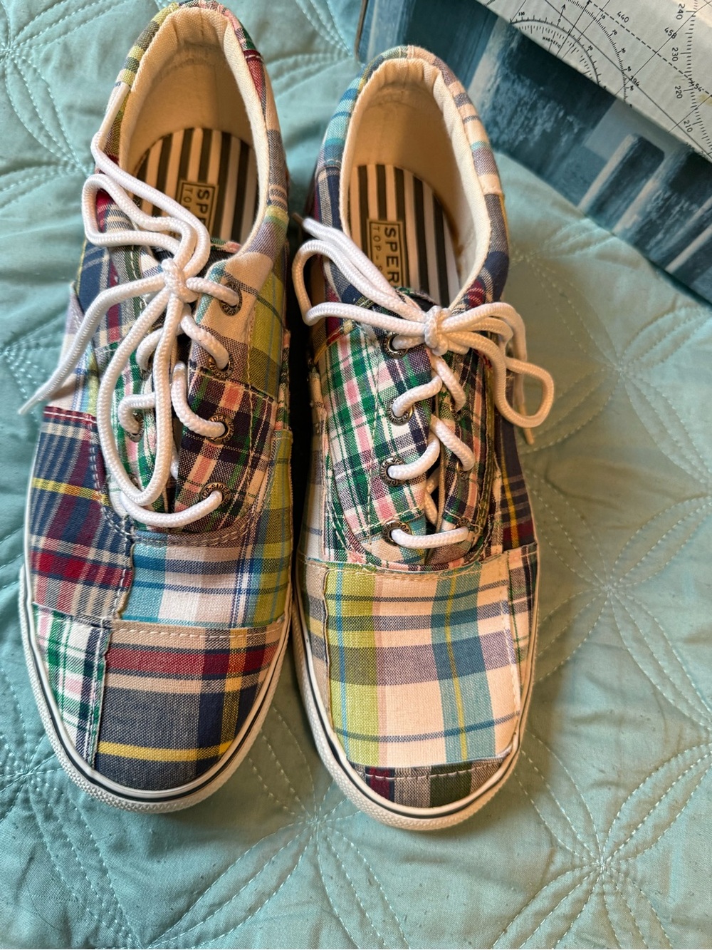 Sperry Multicolor Plaid Canvas Lace-Up Sneakers